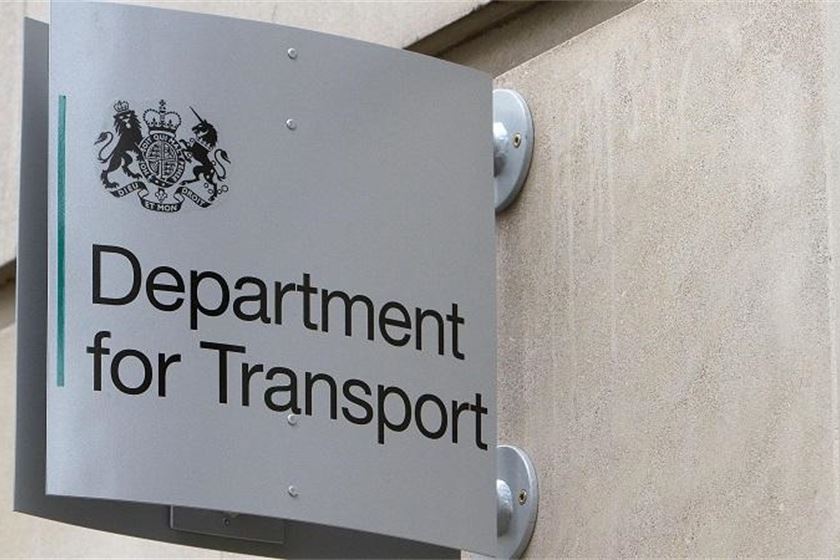 Department for Transport logo on a sign. 