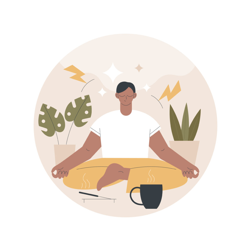 Mental Health Awareness Week blog image showing someone taking time to meditate, practicing work-life balance.